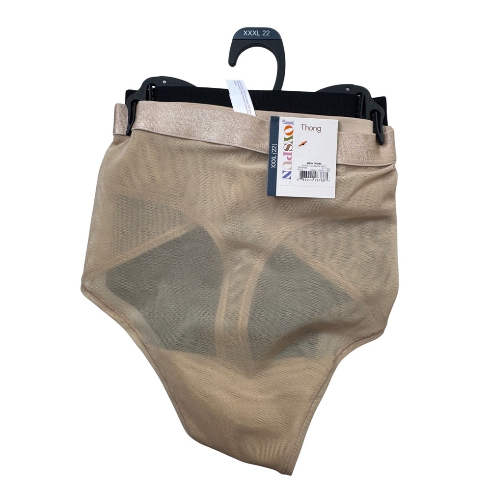 Joyspun Mesh Thong Panties‎ 2 Pack Black Tan Nude XXXL 22 New Plus Size
